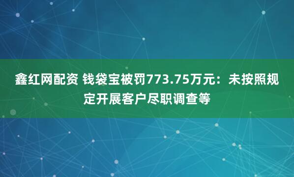 鑫红网配资 钱袋宝被罚773.75万元：未按照规定开展客户尽职调查等